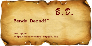 Benda Dezső névjegykártya